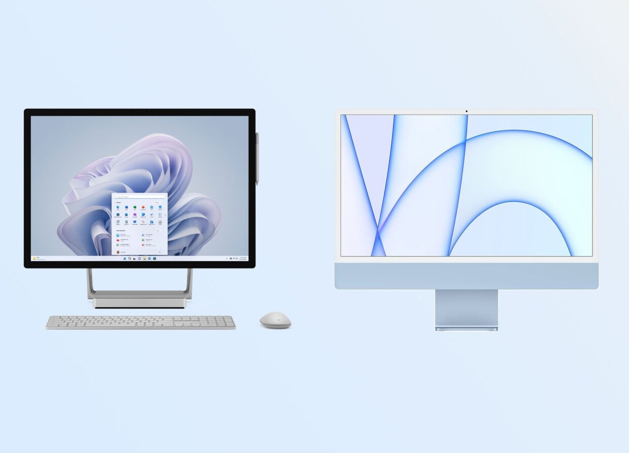 Windows Computer and iMac side by side