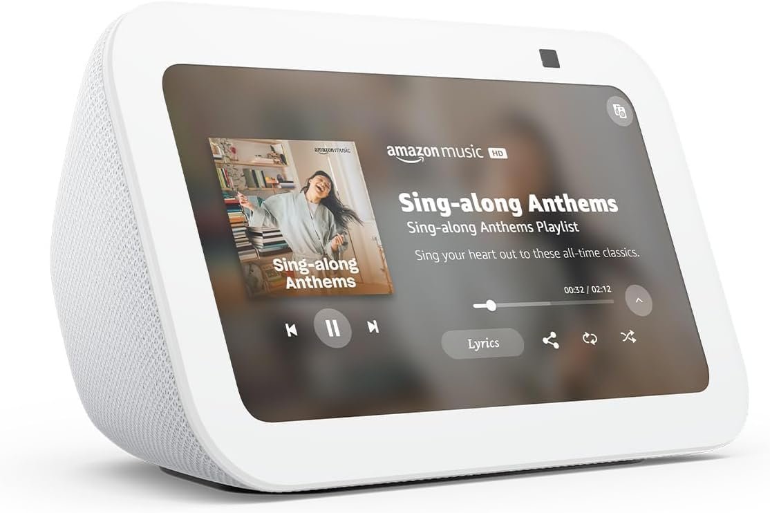 Amazon Echo Show 5 (newest model), Smart display with Alexa+ Early Access, 2x the bass and clearer sound, Glacier White